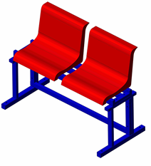 С-047.9 Скамейка приставная для трибун (2 пластиковых сиденья)
